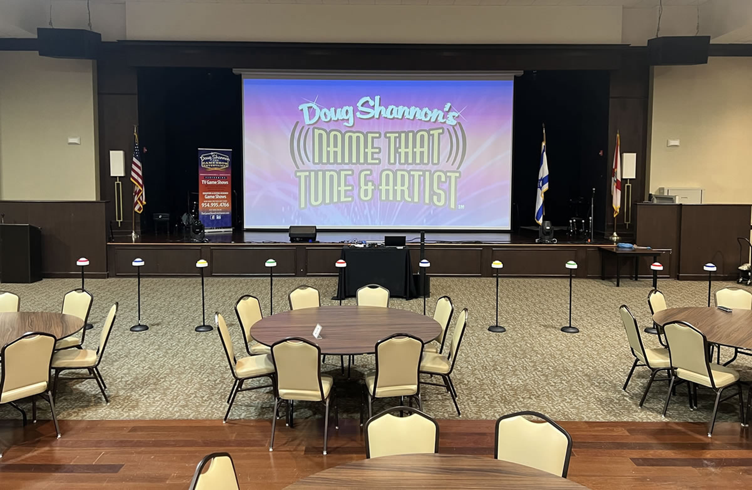 Doug Shannon's Name That Tune and Artist Game Show showing room setup for the show