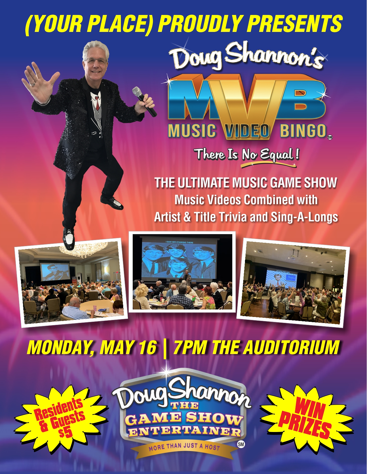 Music Video Bingo Flyer FREE for you to advertise my show dates